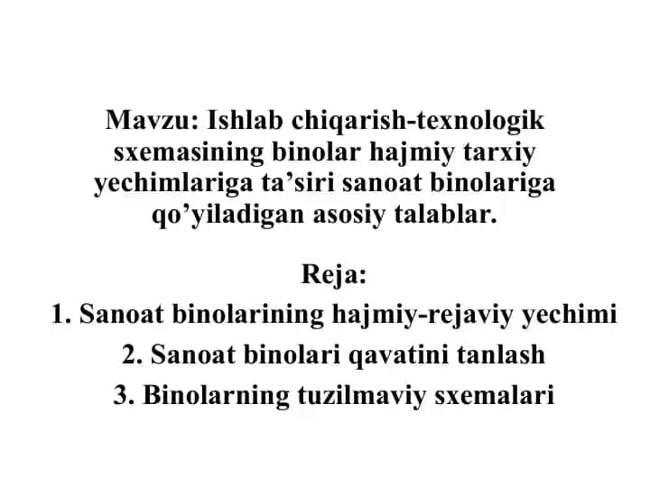 Ishlab chiqarish-texnologik sxemasi