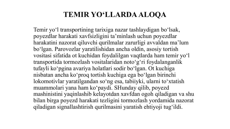Temir yo‘llarda aloqa