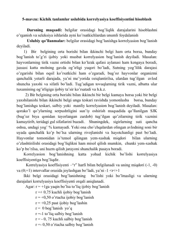 Korrelyasiya koeffitsiyenti hisoblash