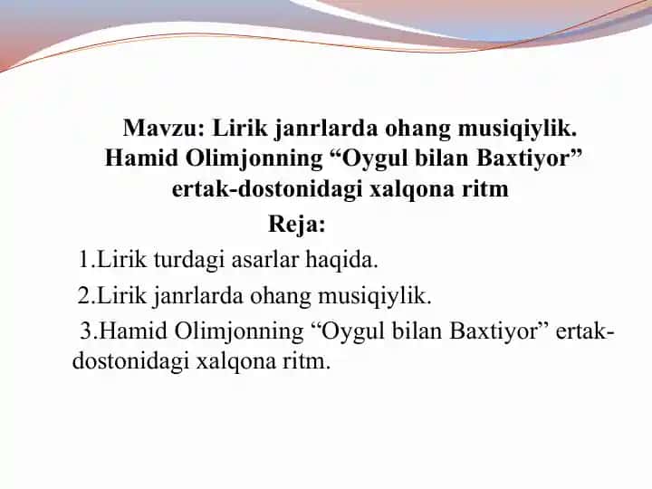 Lirik janrlarda ohang musiqiylik