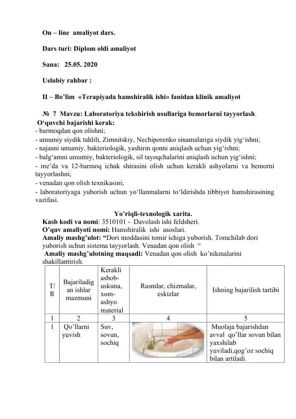Laboratoriya tekshirish usullariga bemorlarni tayyorlash