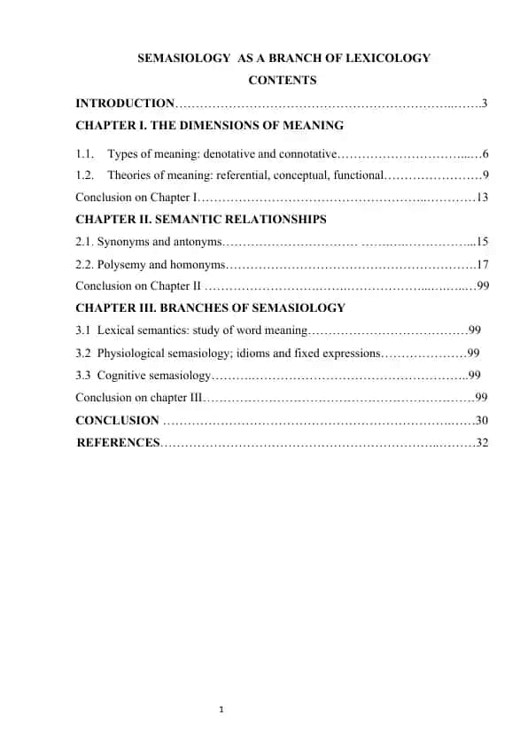 SEMASIOLOGY AS A BRANCH OF LEXICOLOGY