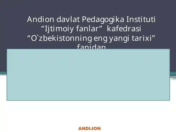 "O`zbekistonning eng yangi tarixi" fanidan taqdimot