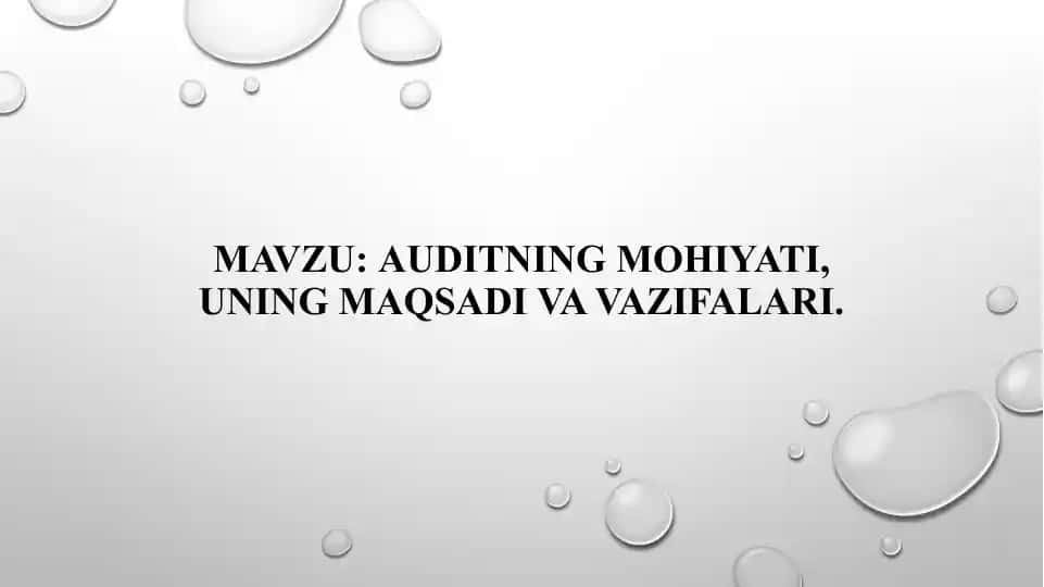 Auditning mohiyati, uning maqsadi va vazifalari