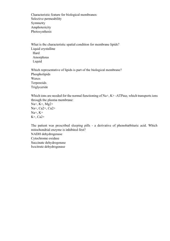 Characteristic feature for biological membranes