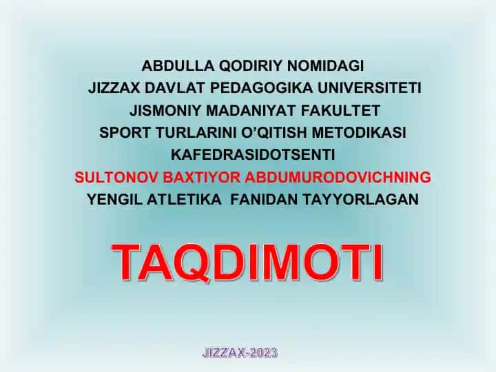 SPORT TURLARINI O’QITISH METODIKASI