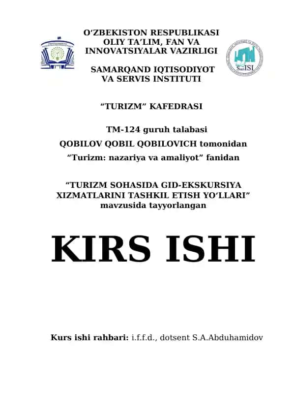 TURIZM SOHASIDA GID-EKSKURSIYA XIZMATLARINI TASHKIL ETISH YO‘LLARI