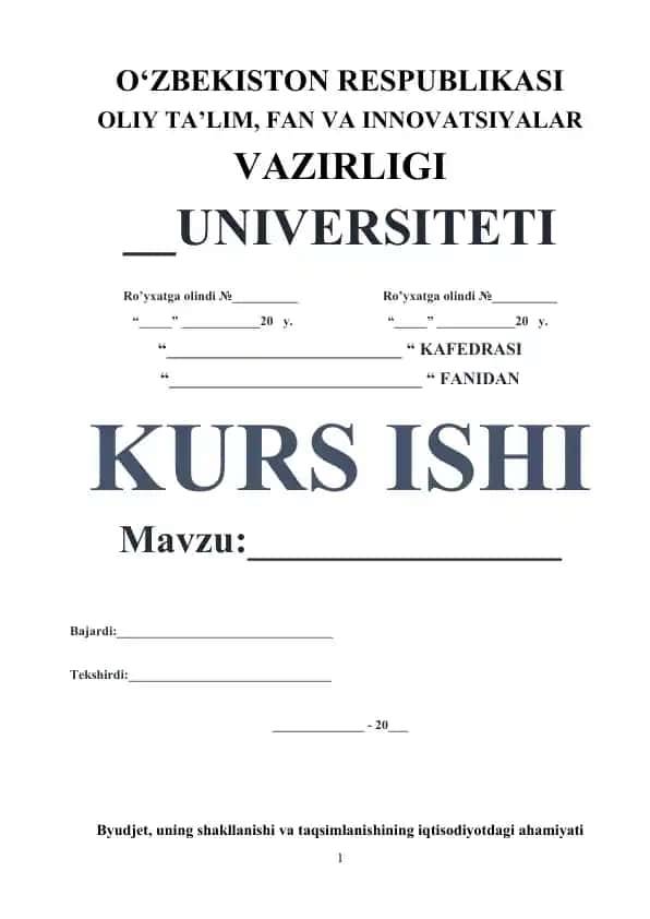 Davlat byudjeti bo‘yicha kurs ishi