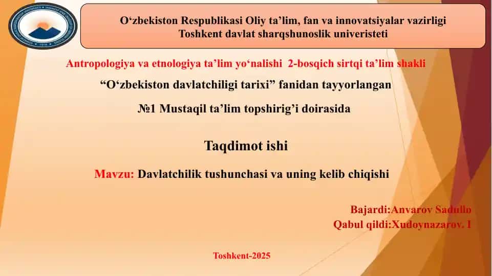 "O‘zbekiston davlatchiligi tarixi"