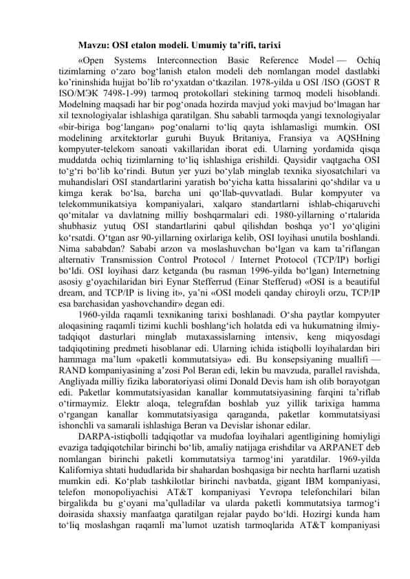 OSI etalon modeli