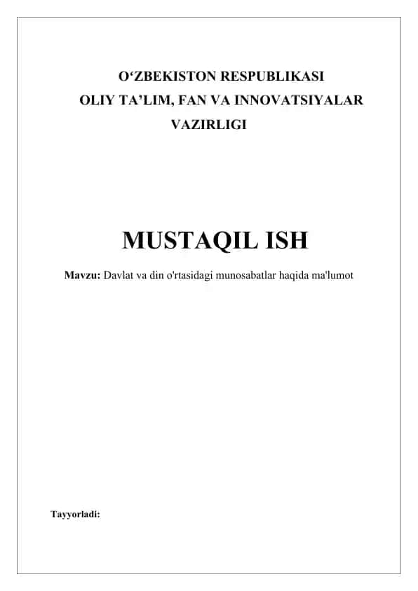 Davlat va din munosabatlari