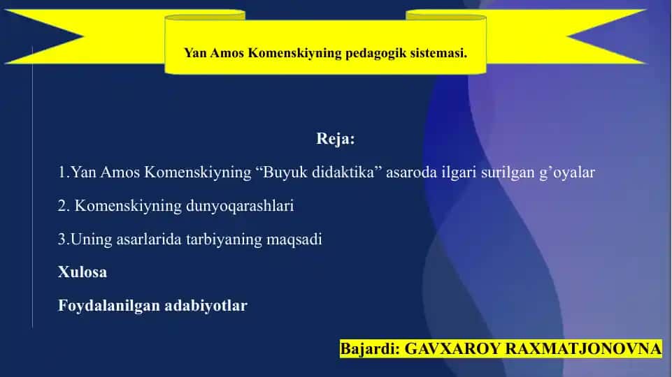 Yan Amos Komenskiyning “Buyukdidaktika” asarida ilgarisurilgan g'oyalar
