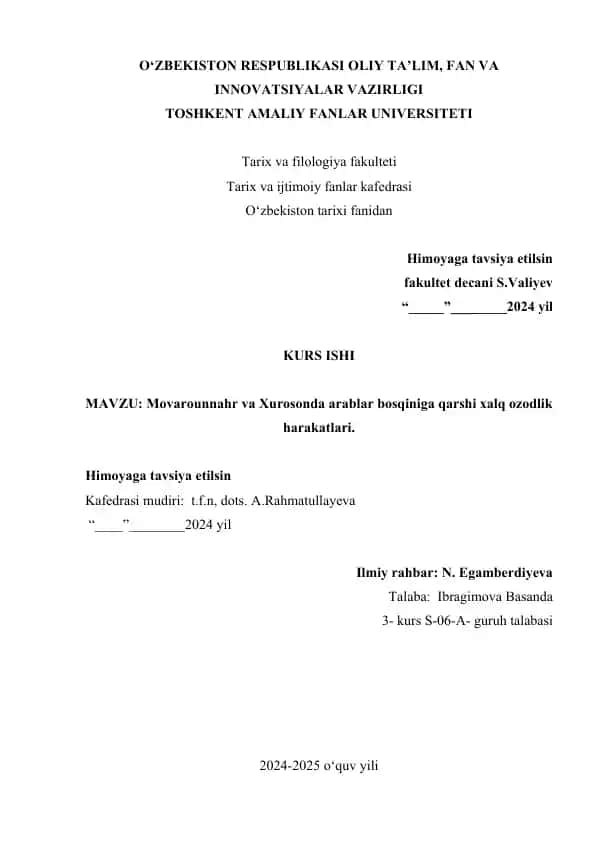 Arablar Bosqiniga Qarshi Ozodlik Harakatlari
