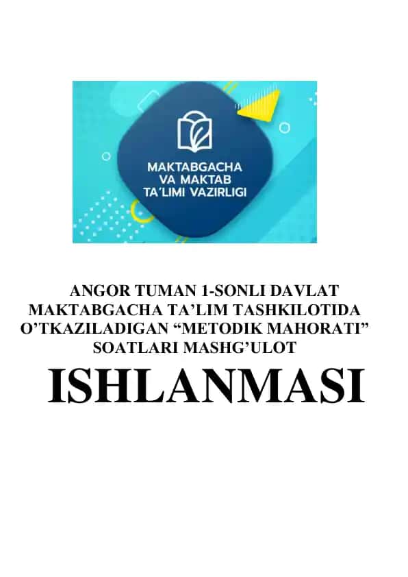 METODIK MAHORATI ishlanma