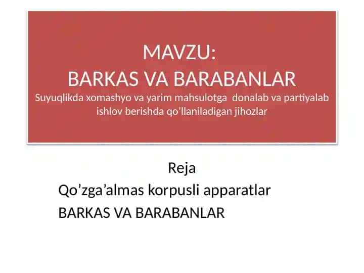 BARKAS VA BARABANLAR