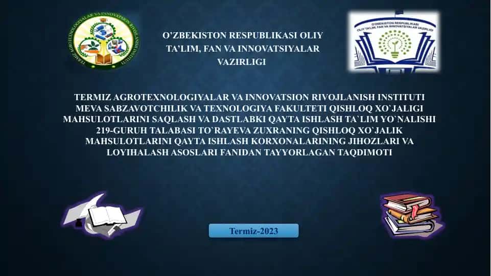 Qishloq xo‘jaligi mahsulotlarini saqlash va dastlabki qayta ishlash ta‘lim yo‘nalishi