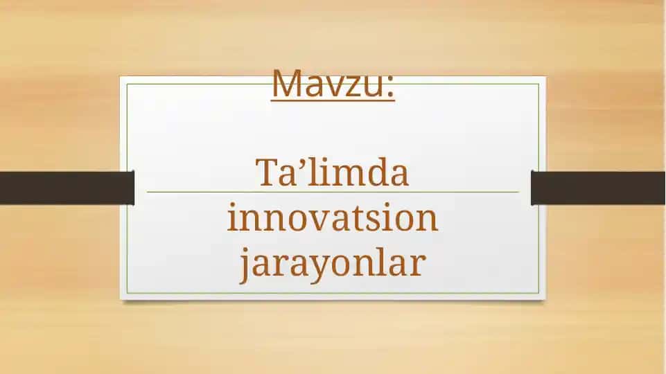 Ta’lim dasturini taqdim etish