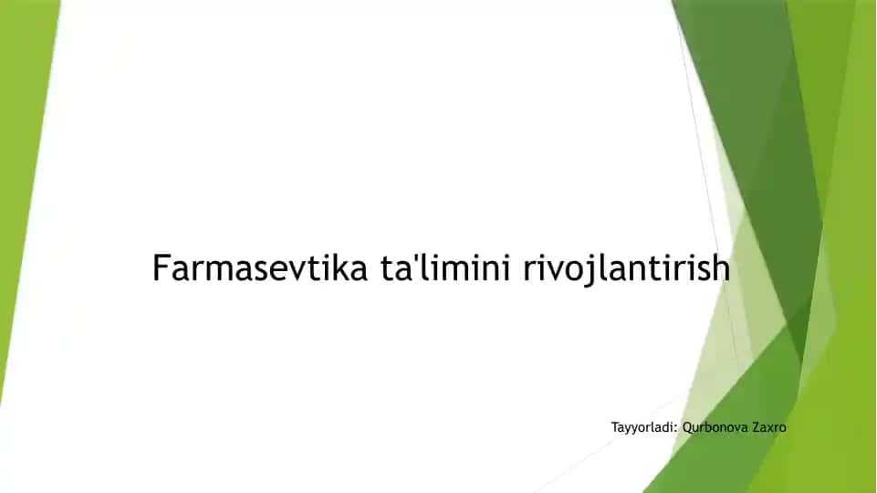 Farmasevtika ta'limini rivojlantirish