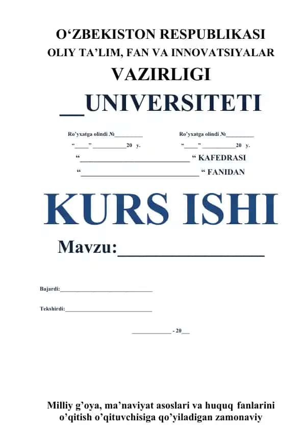 Kurs ishi mavzusi bo'yicha tayyorgarlik va dars tashkillash jarayonida o'qituvchiga qo'yiladigan zamonaviy talablar