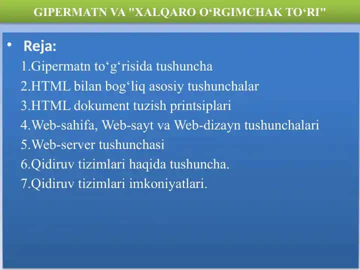 GIPERMATN VA "XALQARO O‘RGIMCHAK TO‘RI"