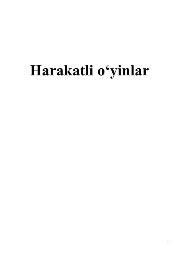 Harakatli o‘yinlar