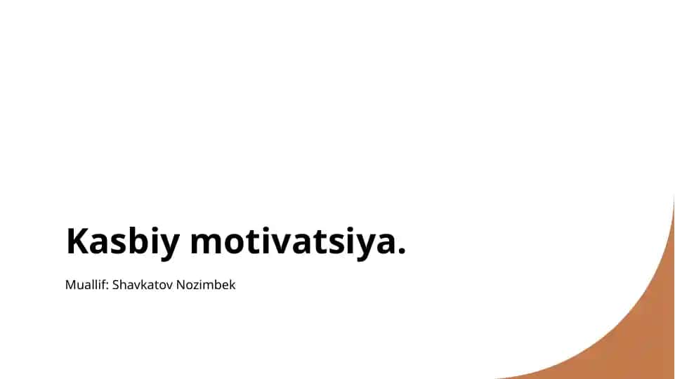 Kasbiy motivatsiya
