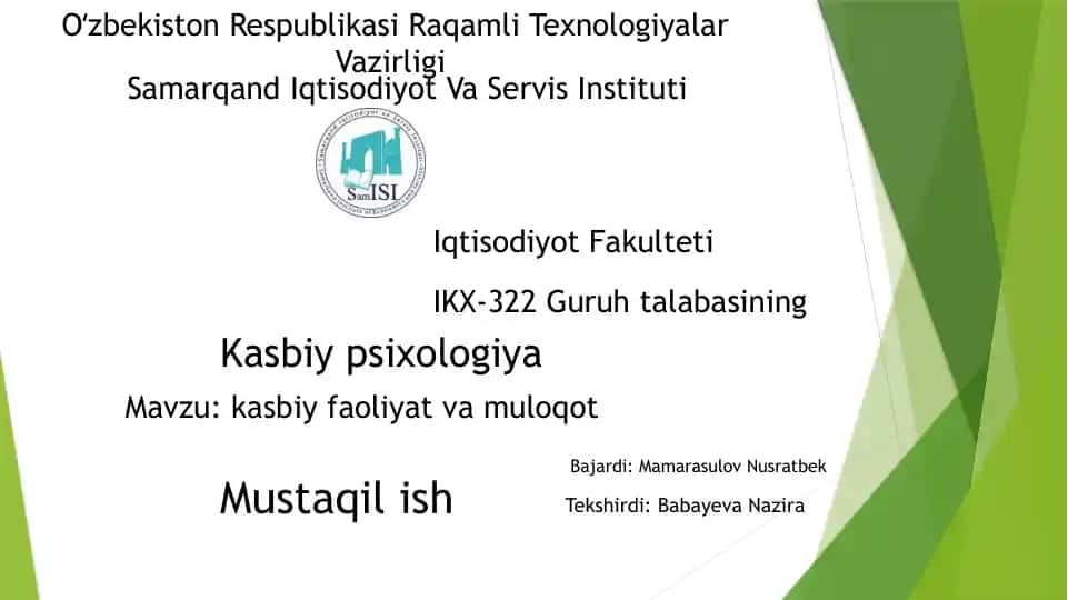 Kasbiy faoliyat va muloqot
