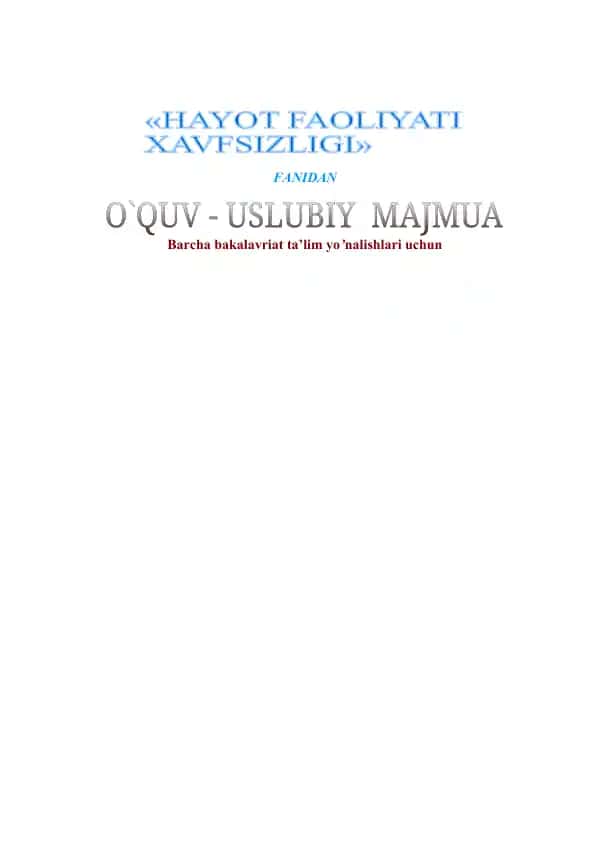 Hаyot fаоliyati xаvfsizligi