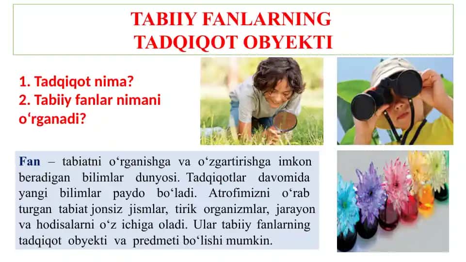 Tabiiy Fanlarning Tadqiqot Obyekti