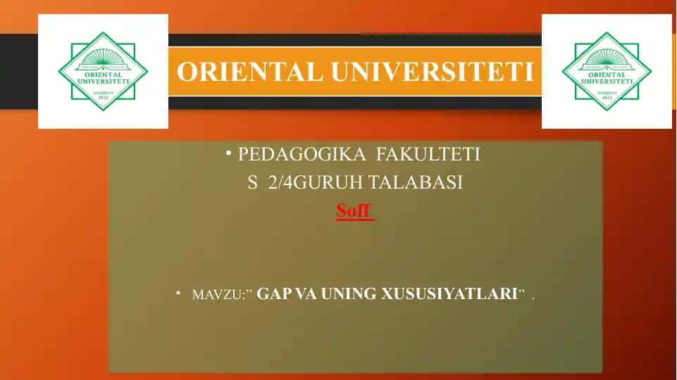 GAP VA UNING XUSUSIYATLARI