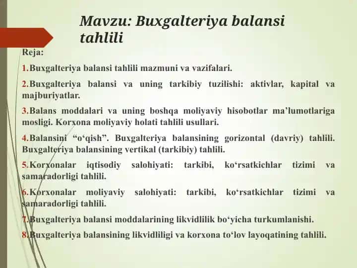 Buxgalteriya balansi tahlili