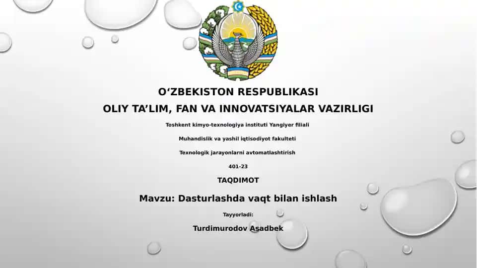 Texnologik jarayonlarni avtomatlashtirish
