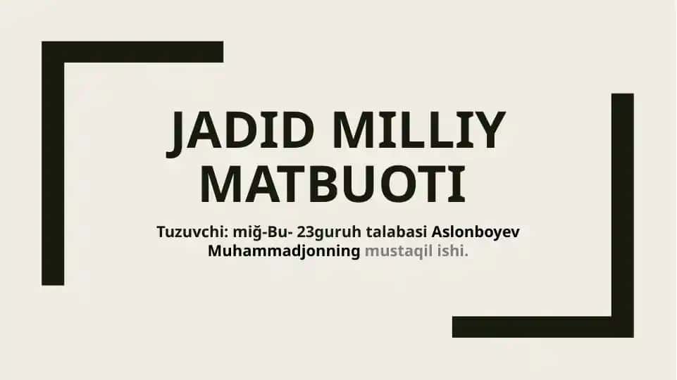 Jadid milliy matbuoti