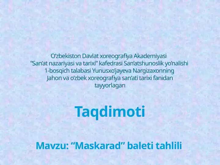 "Maskarad" baleti