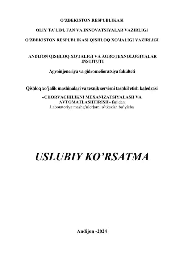 Uslubiy ko’rsatma