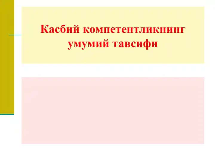 Kasbiy kompetentlikning umumiy tavsifi