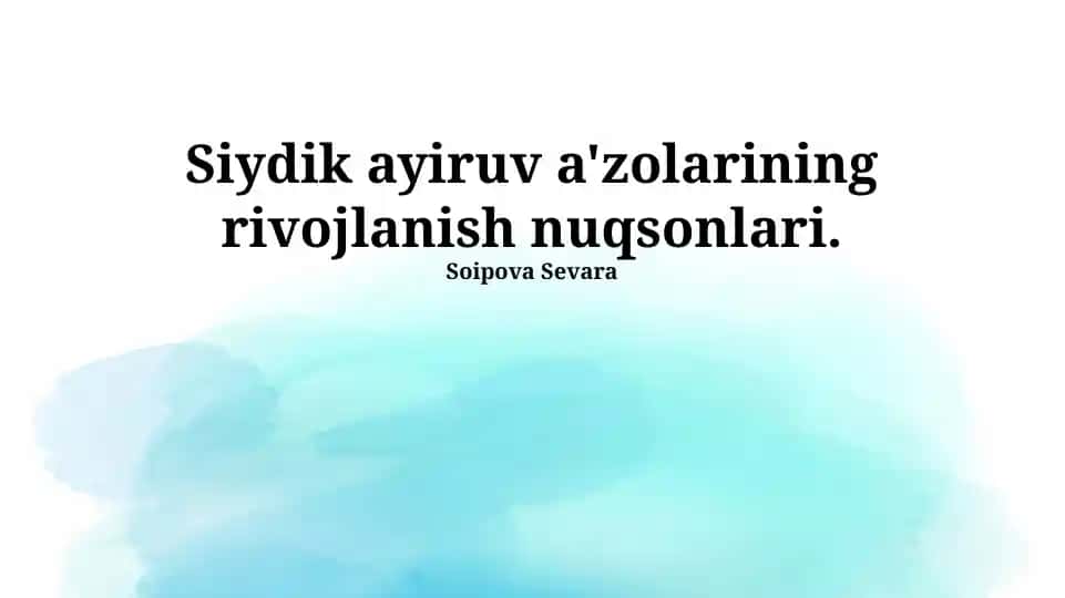 Siydik ayiruv a'zolarining rivojlanish nuqsonlari
