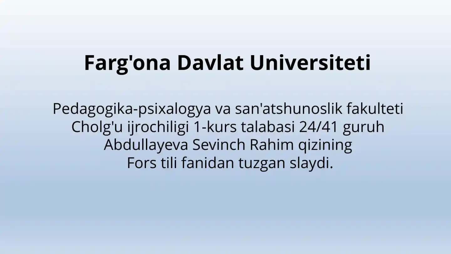 Fors tili va haflar haqida ish