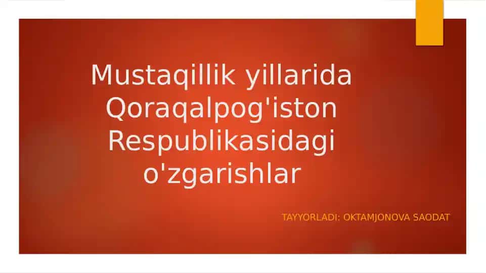 Qoraqalpog'iston Respublikasidagi o'zgarishlar