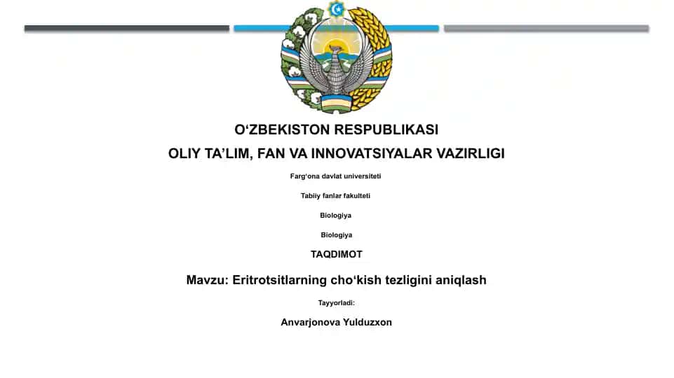 Eritrotsitlarning choʻkish tezligini aniqlash