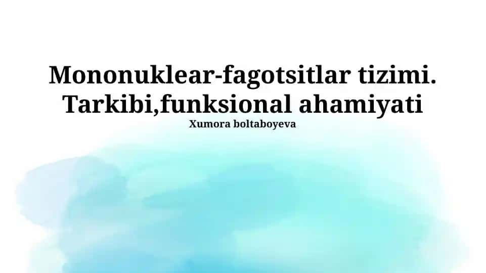 Mononuklear Fagotsit Sistemasi