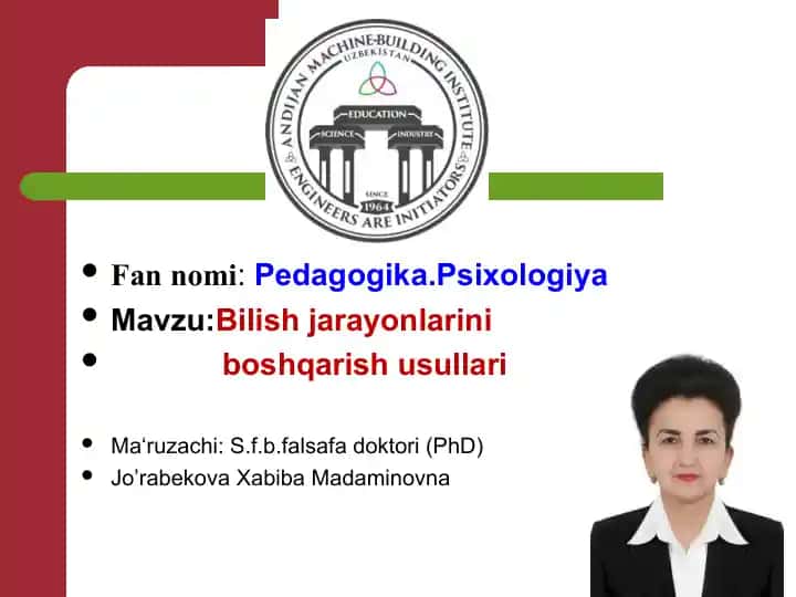 Bilish jarayonlarini boshqarish usullari