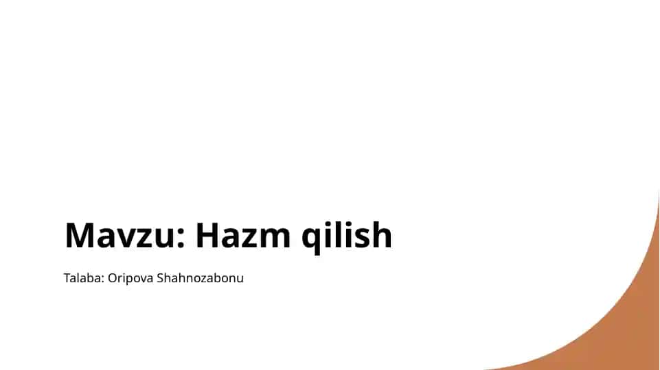 Oziq-ovqat Hazm qilishi