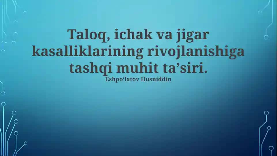 Tashqi muhit omillarining kasalliklariga ta'siri