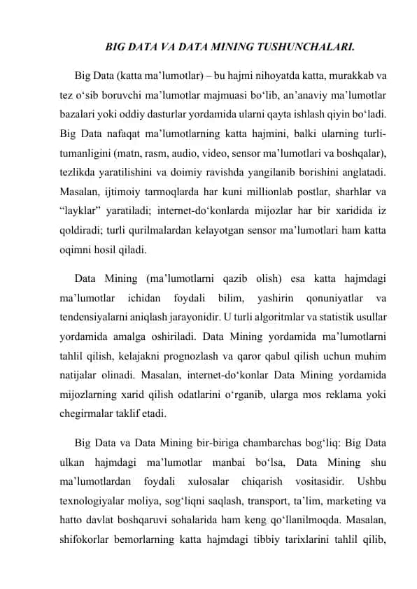 Big Data va Data Mining