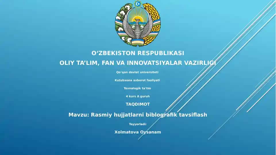 Rasmiy hujjatlarni biblografik tavsiflash