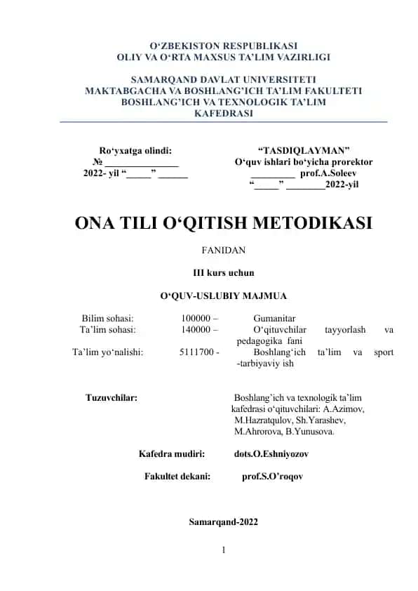 ONA TILI O‘QITISH METODIKASI