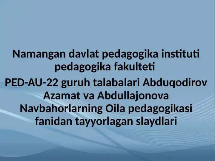 Namangandavlat pedagogika instituti pedagogika fakulteti