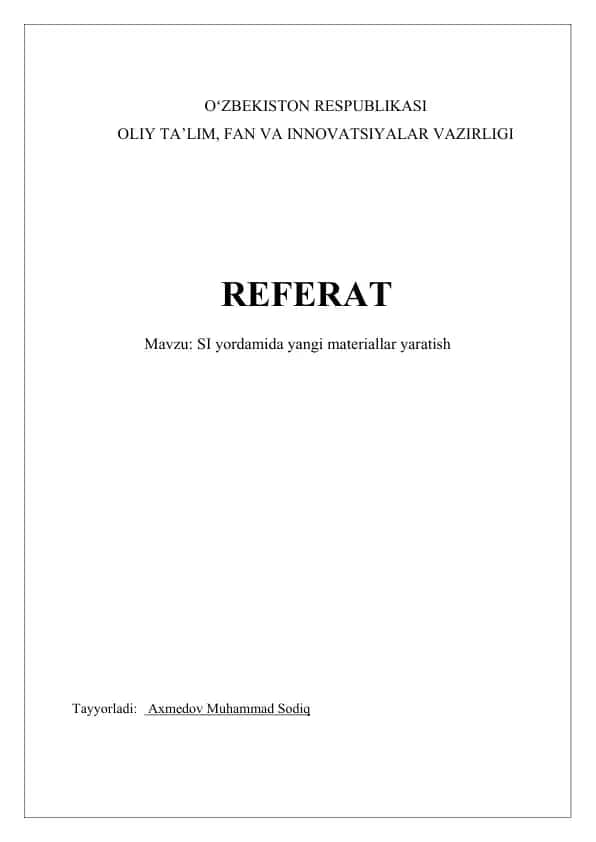 Sun'iy intellekt yordamida yangi materiallar yaratish