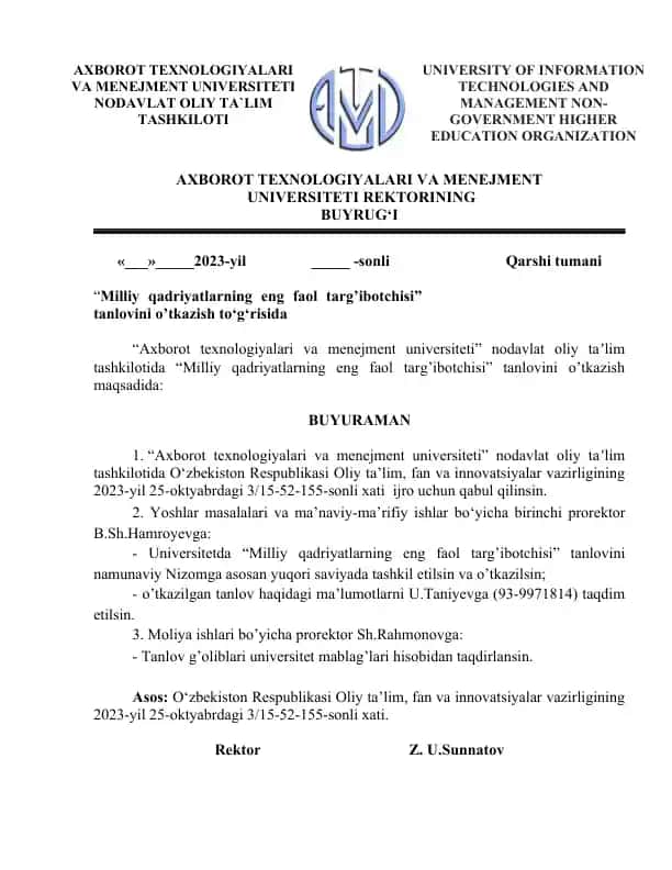 "Milliy qadriyatlarning eng faol targ’ibotchisi" tanlovi